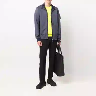 Stone Island FW21 Badge Zip Jacket Purple