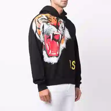 DSQUARED2 Tiger Print Hoodie Black