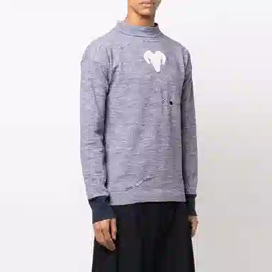 Maison Margiela SS22 Printed Crewneck Long Sleeve Tee Purple