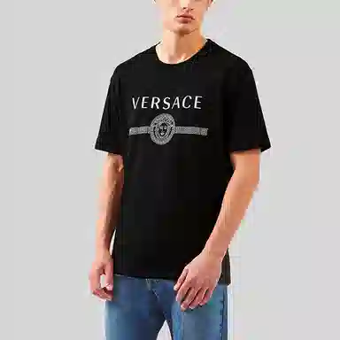 Versace Logo Print T-Shirt Black