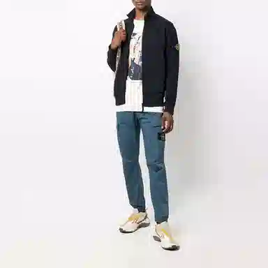 Stone Island Logo Zip Jacket Navy