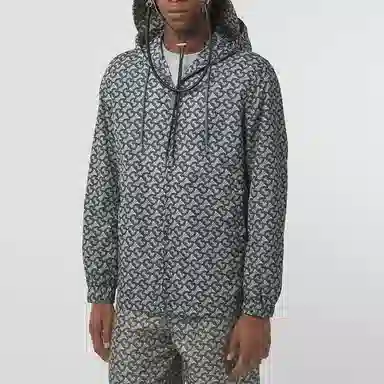 Burberry FW21 Logo Print Hoodie Jacket Grey