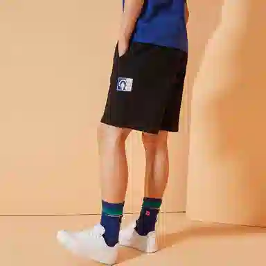 中国李宁 巴黎时装周走秀系列 撞色明线运动短裤 男款 黑色