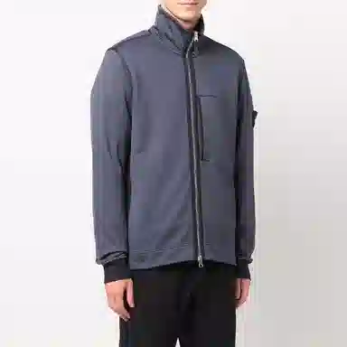 Stone Island FW21 Badge Zip Jacket Purple