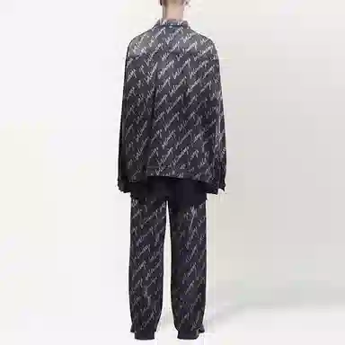 Balenciaga Allover SS22 Logo Denim Jacket Grey