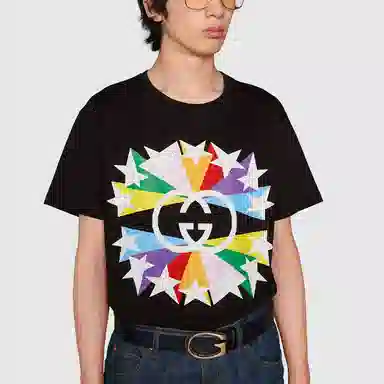 Gucci Interlocking G Star Logo T-Shirt Black