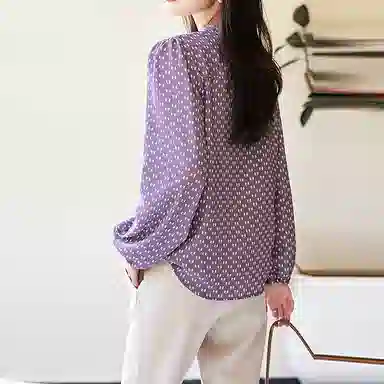 【dme】 元素图案满印单排扣长袖衬衫 女款 蔷薇紫