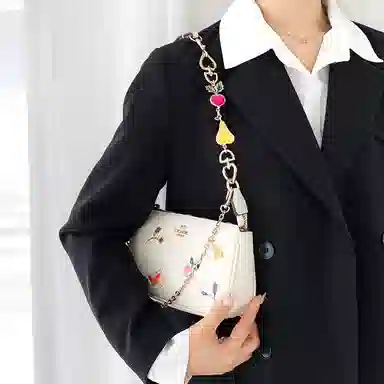 兰宝梵 包周边 蔻驰田园麻将包 改造延长链萝卜 粒网红风搭配 铜链装饰包带 女款