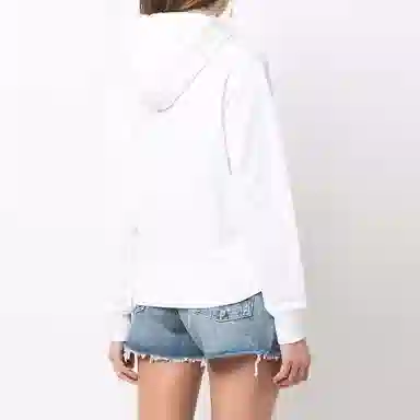 KENZO SS22 Logo Embroidered Hoodie White