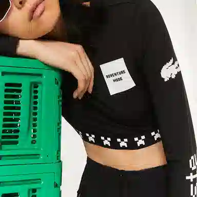 Lacoste SS22 Logo Print Long Sleeve Tee Black