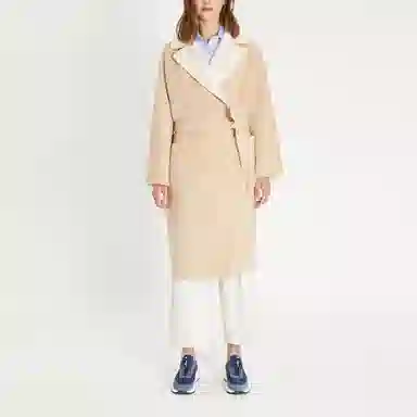 MaxMara Logo Tie Double-Faced Coat Beige