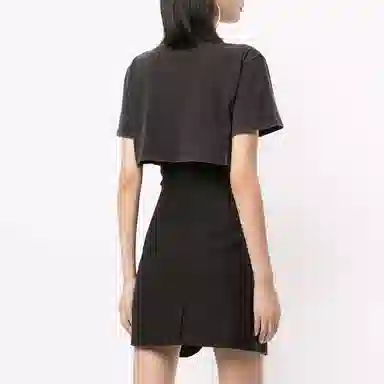 Alexander Wang Logo Cropped T-Shirt Black