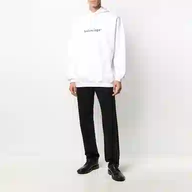 Balenciaga Logo Oversize Hoodie White