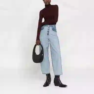 MM6 Maison Margiela FW21 Reversible Stitch Logo Jeans Blue