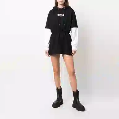 GCDS FW21 Logo Hoodie Dress Black