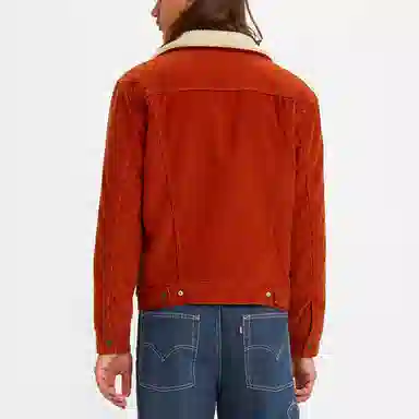 Levi's Faux Corduroy Collar Denim Jacket Red