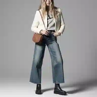 CELINE Margaret High Waist Straight Jeans Blue