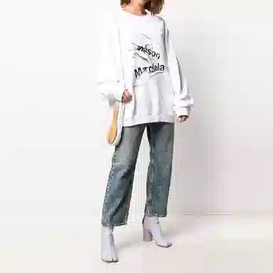 Maison Margiela Logo Crewneck Sweatshirt White