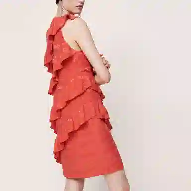 CHANEL SS22 Silk Jacquard Dress Red