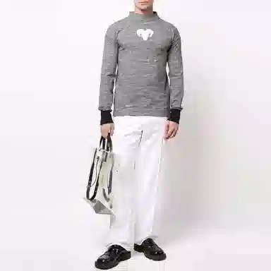 Maison Margiela SS22 Animal Pattern Turtleneck Sweater Gray