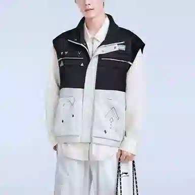 李宁 休闲运动宽松立领单马甲 男款 冰川灰