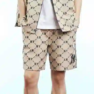 MLB SS22 Logo Print Shorts Beige