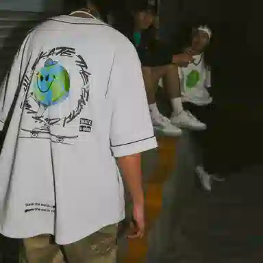 LiNing x OG_SLICK Earth Cartoon Print Baseball Jacket White