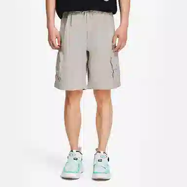 中国李宁 纯色口袋宽松休闲短裤 男款 灰色