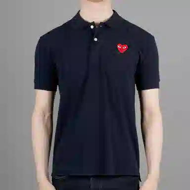 CDG Play Heart Navy Polo
