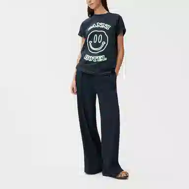 GANNI SS22 Logo T-shirt Blue