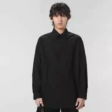 速写 纯色尖领长袖衬衫 男款