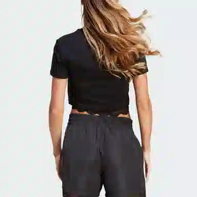 adidas originals Cropped Lace Trim Tee LogoVT