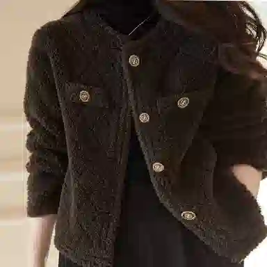 【dme】 纯色简约菱形格绒感外套 女款