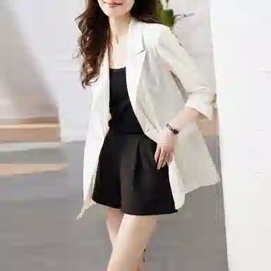 【dme】 纯色一粒扣七分袖西装 女款