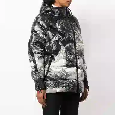 Moncler FW21 Ribbed Zip Hoodie Down Jacket Black