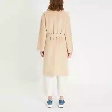 MaxMara Logo Tie Double-Faced Coat Beige