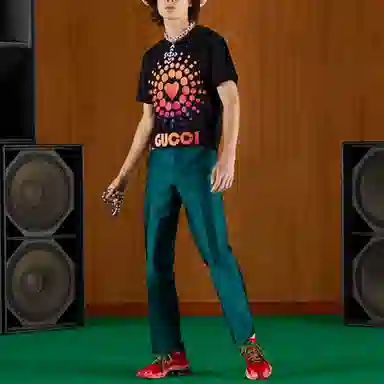 GUCCI SS22 Colorblock Logo T-Shirt Black