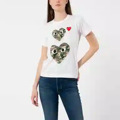 CDG Play Camo Heart Tee White