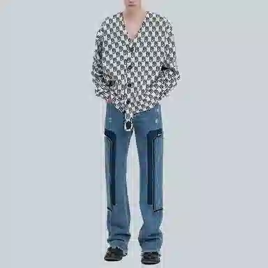 WE11DONE V-Neck Sweater White