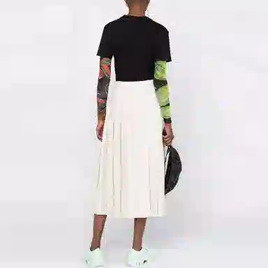 Y-3 21 High Waist Pleated Skirt White