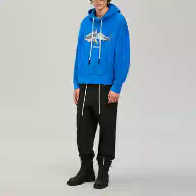 Palm Angels SS22 Shark Print Hoodie Blue