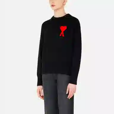 AMIPARIS FW21 Love Heart Logo Knit Sweater Black