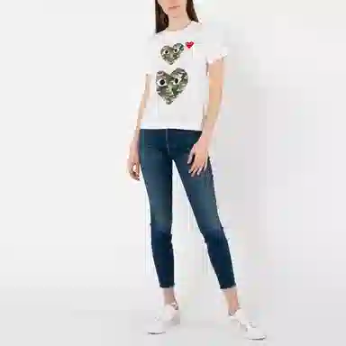 CDG Play Camo Heart Tee White