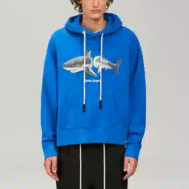 Palm Angels SS22 Shark Print Hoodie Blue