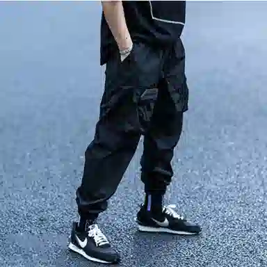 ENSHADOWER Metal Nylon Drawstring Joggers