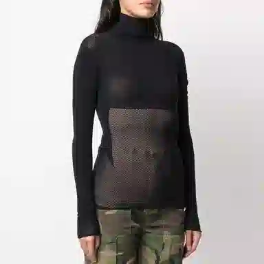 AMBUSH FW21 Turtleneck Mesh Long Sleeve Top Black