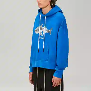 Palm Angels SS22 Shark Print Hoodie Blue