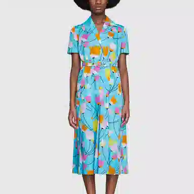 Gucci Tulip Print Dress Blue