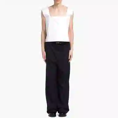 Prada SS22 Wool Stripe Trousers Black