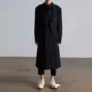 Yohji Yamamoto Black Double-Layer Coat